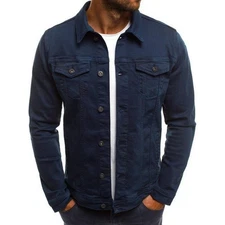 Men’s Premium Faded Denim Cotton Jean Button Up Slim Fit Jacket