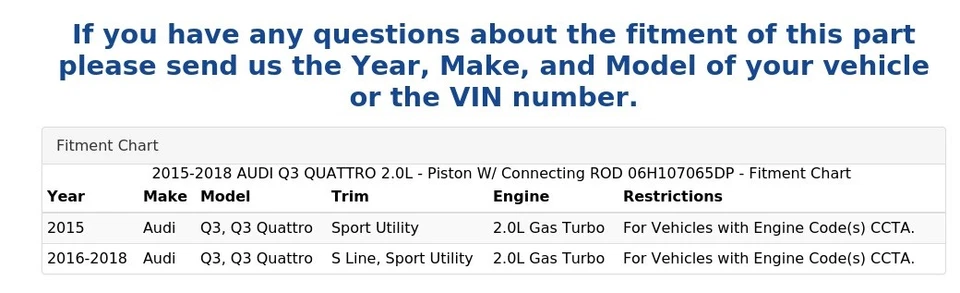 AUDI Q3 QUATTRO 2015-2018 2,0 L - pistón con varilla de conexión 06H107065DP Foto 4 de 4