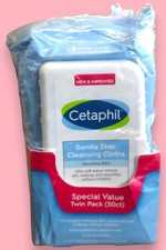 Cetaphil Gentle Skin Cleansing Face Wipes Cloths - Unscented - 2pk/50ct