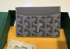 Grey Goyard Men's Luxury Leather Card Holder Wallet