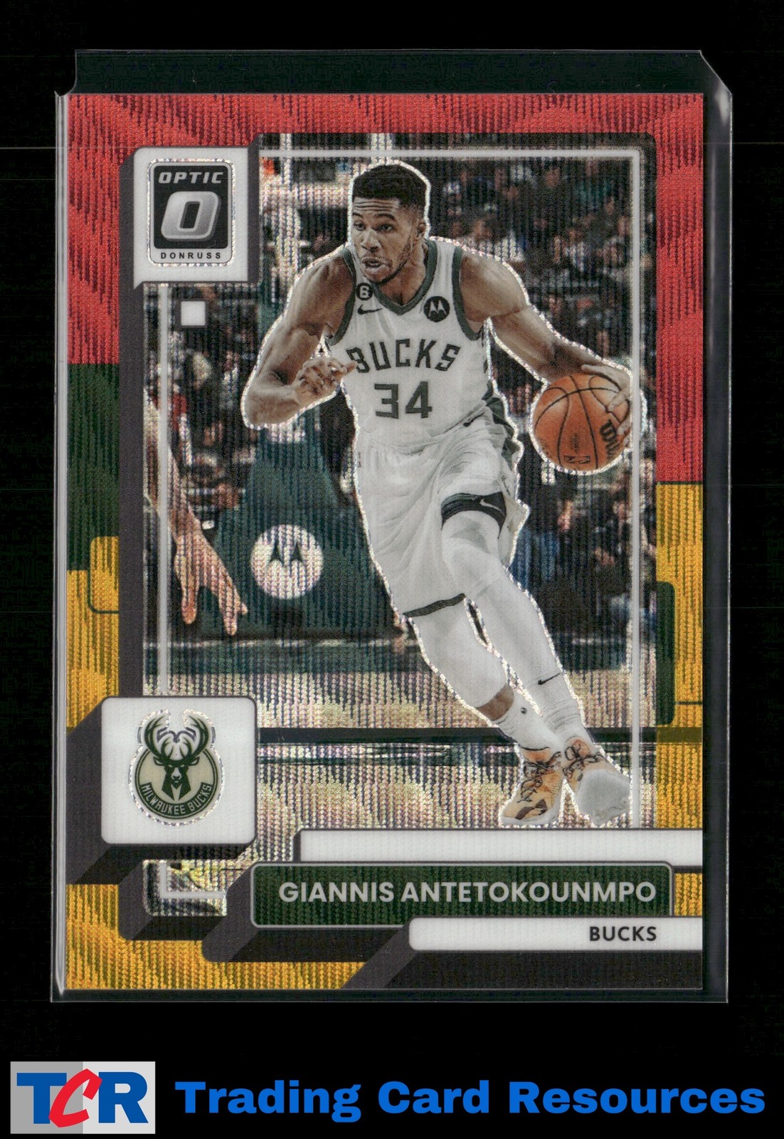 2022-23 Donruss Optic #75 Giannis Antetokounmpo Red & Gold Wave #/99
