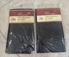 Satin Pillowcase Queen Size 100% Silky Satin 20x30 Black Lot of 2 NWT