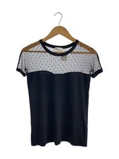 RED VALENTINO Lace Panel  Short Sleeve Cut and Sew M Cotton BLK IR0MG01X21M