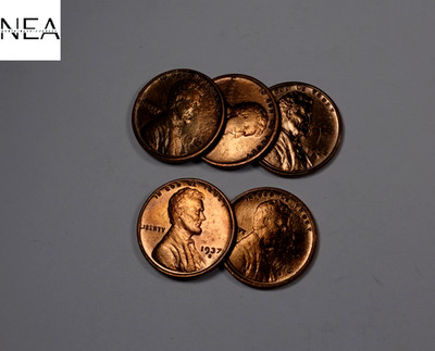 1910-S+1916-D+1924+1936-S+1937-S Lincoln Wheat Penny Cent Set/Lot ~ AU/BU ~ZWL42
