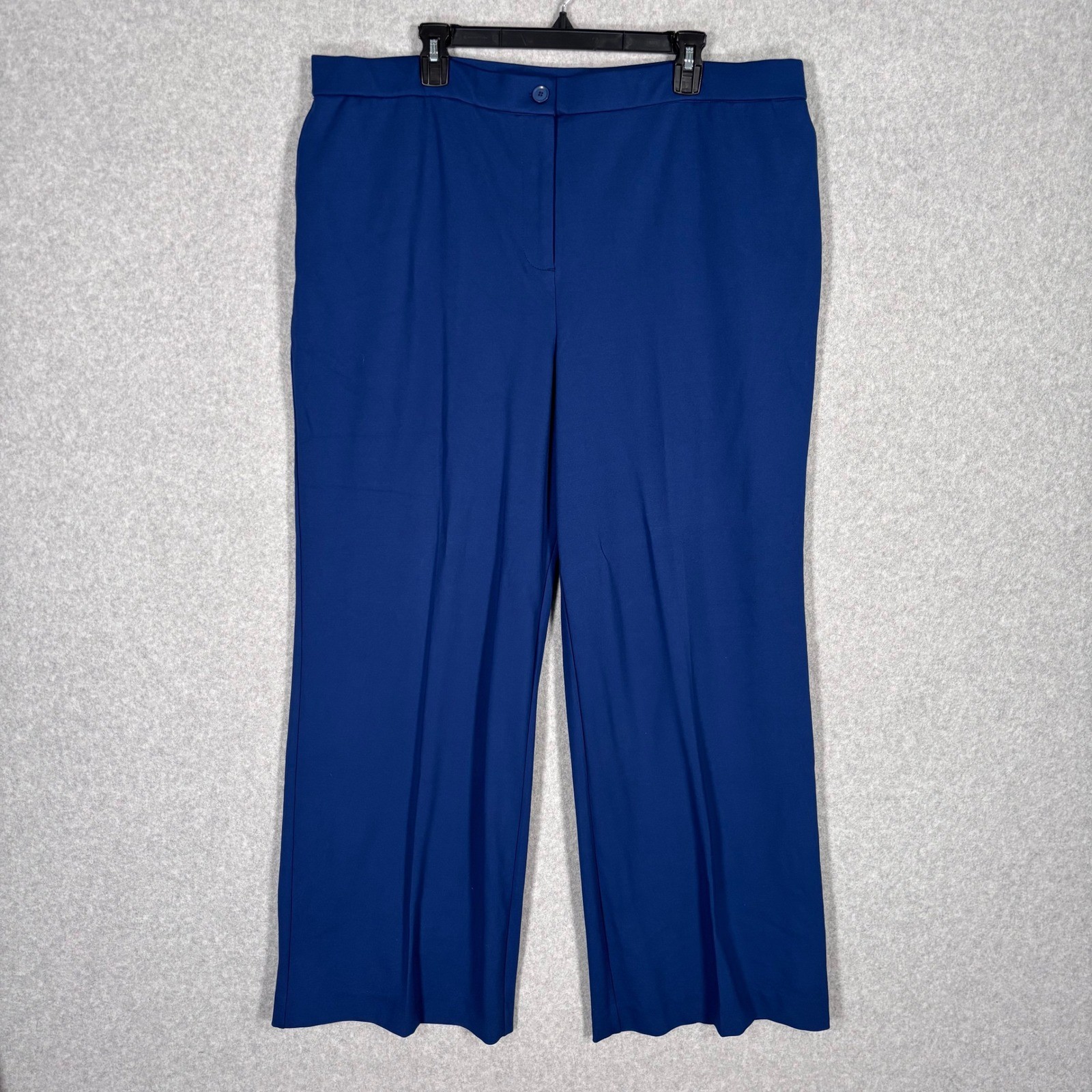Susan Graver Tailored Wide Leg Knit Pants 2X Blue Pockets Trousers Ponte Career