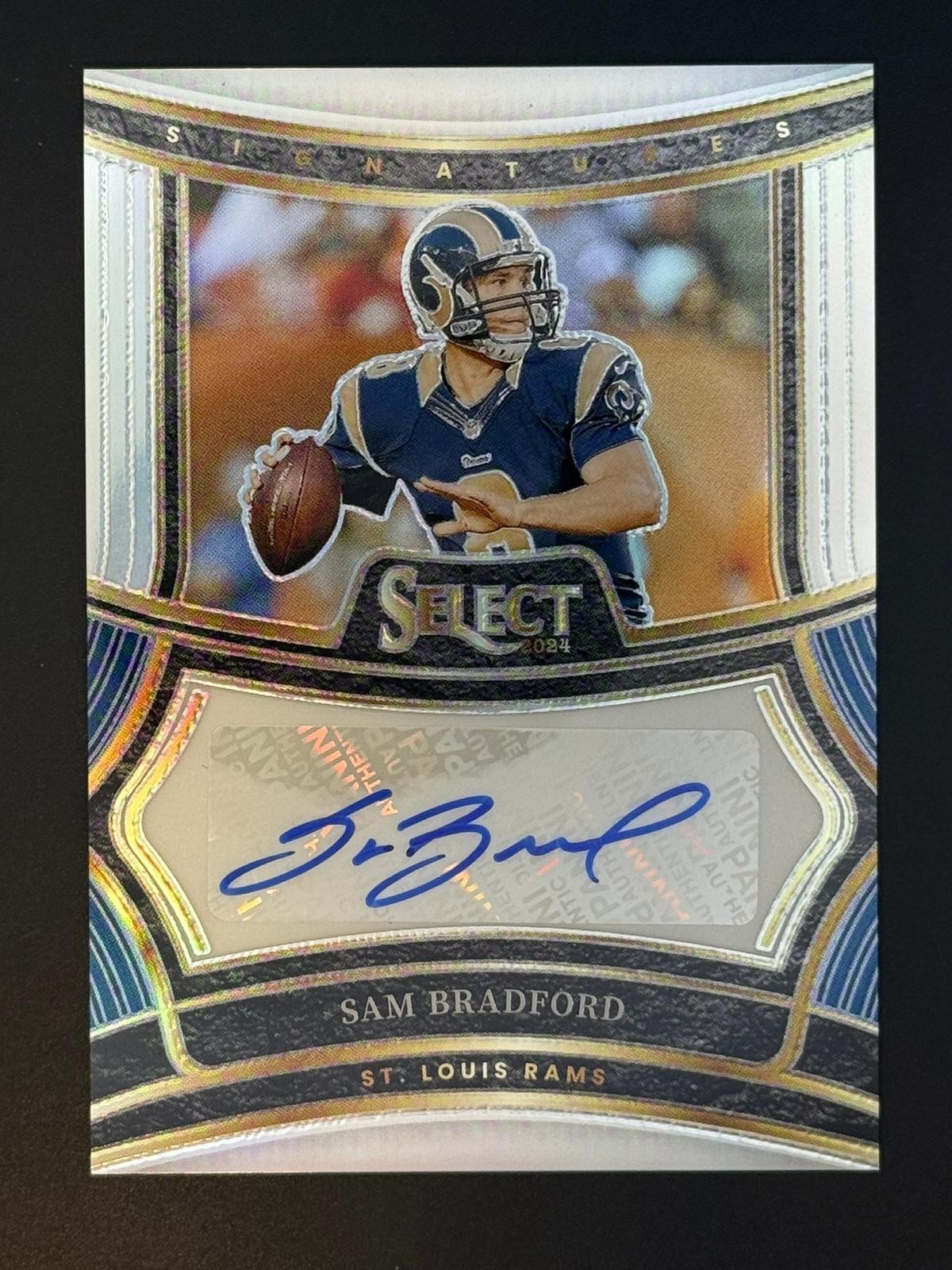 2024 Panini Select #SP-SBD Sam Bradford Signatures Prizm AU #/399 Rams