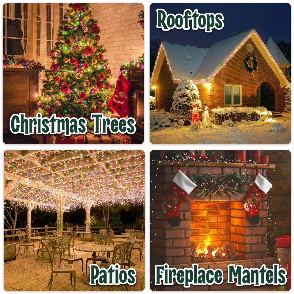 Warm Multi Color Christmas Tree Lights 9ft 50 Incandescent Bulbs Green Wire - Image 3 of 4