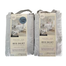 Rachel Zoe Twin/Twin XL Bed Skirt Set of 2 Lofted Dorm Bed 39x80x42 Light Grey