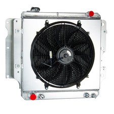 4-row Aluminum Radiator Shroud Fan For 1987-2006 Jeep Wrangler Tj Yj 2.4-4.2l