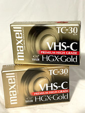 2 SEALED NEW MAXELL TC-30 VHS-C HGX GOLD CAMCORDER TAPES -FREE SHIP