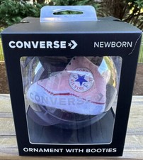 Converse Acrylic Ornament With Pair Of Chuck Taylor Newborn Booties NIB Pink 0-6