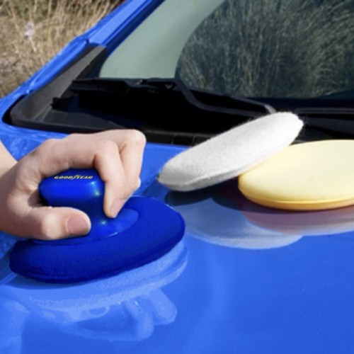 Goodyear 3Pc Car Wax Polish Applicator Pads With Handle Easy Grip Application - Foto 4 di 5