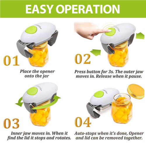 One Touch Automatic Electric Jar Lid Opener Binaural One-Key Can Opener (green) - Picture 4 of 12