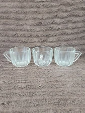 Vintage Set of 3 Jeannette Clear Glass Mayflower Tea Coffee Punch Cups 3"