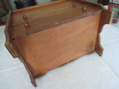 Caja de costura de madera de colección cesta 2 tapas de puertas con bisagras asa de transporte con cajones - Imagen 8 de 8