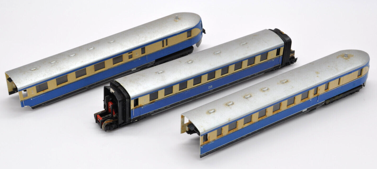 Autorail Gützold 3 éléments HO époque 3 - 2 Moteurs - Vintage Années 50