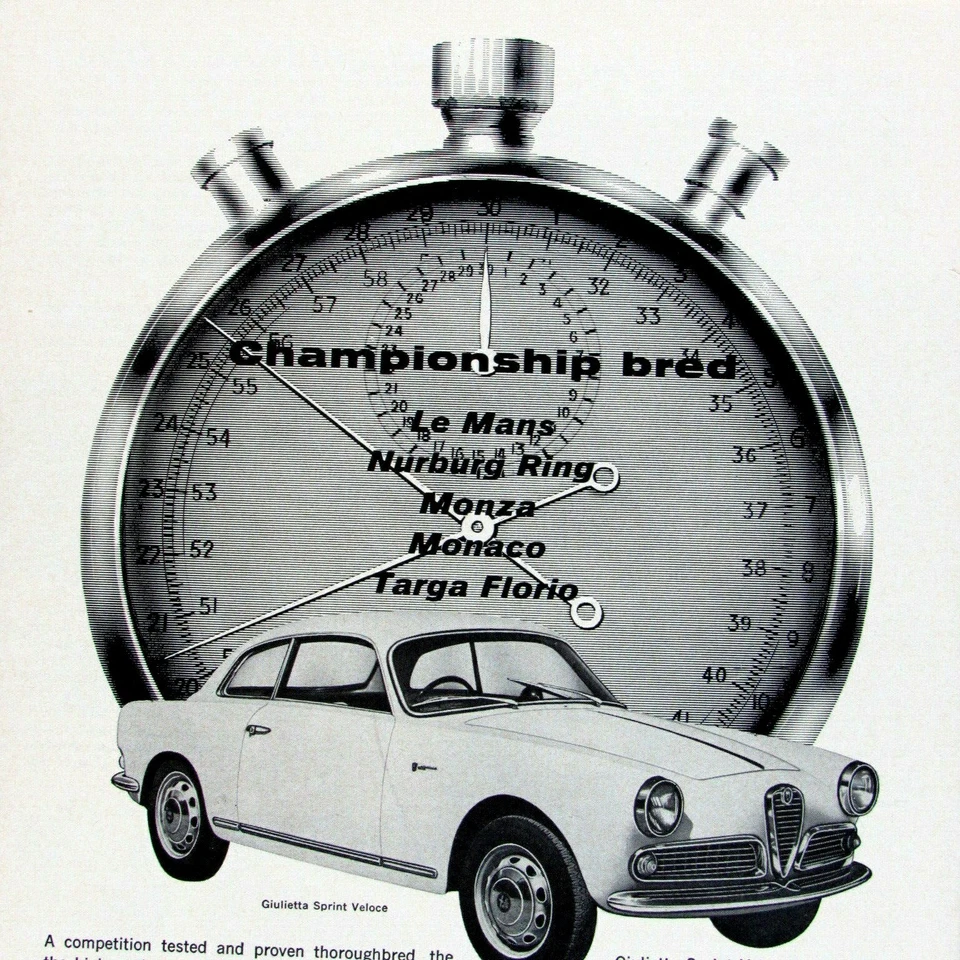 Alfa Romeo Giulietta Sprint Veloce Championship Bred 1962 anuncio impreso original Foto 3 de 4