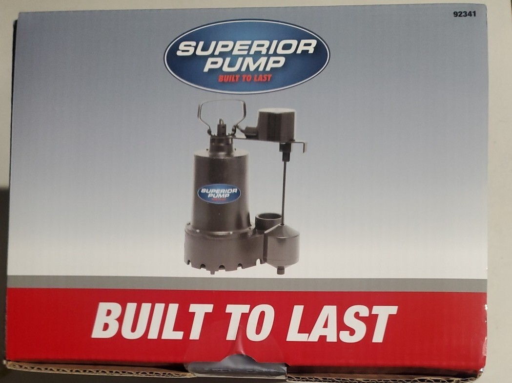 Superior Pump 1/3 HP Cast Iron Submersible Sump Pump Model 92341, 2760