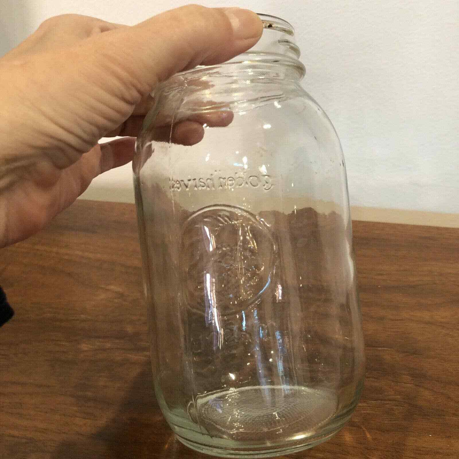 Vintage Golden Harvest Mason Jar Quart Clear Glass Cornucopia eBay