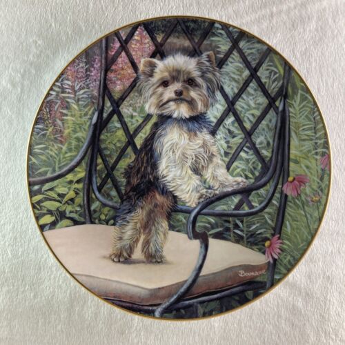 GARDEN SEAT Plate Yorkie Pals Patricia Bourque Danbury Mint Dog Puppy + COA