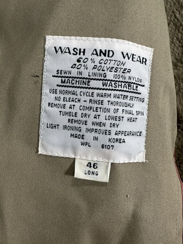 Vintage Oleg Cassini Trench Coat Khaki Tan Overcoat Belted Men's Size 46 Long - Picture 8 of 19