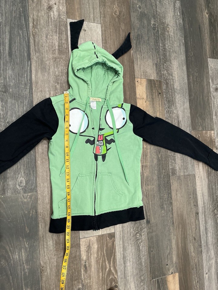 Mighty Fine Invader Zim Hoodie GIR Green Hoodie Ear Flaps Women Small