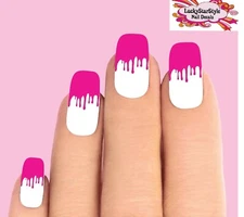 Waterslide Nail Decals Tips Set of 10 - Pink Paint Dripping Drip