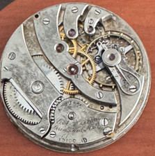 VINTAGE 39.8MM SWISS AGASSIZ POCKET WATCH MOVEMENT RUNS HAS BROKEN CENTER WHEEL