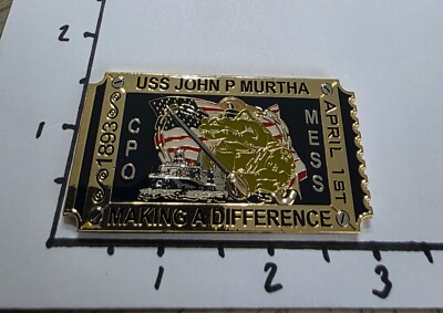 USS JOHN P. MURTHA LPD 26 CHIEF'S MESS FY 20 KHAKI BALL CHALLENGE COIN