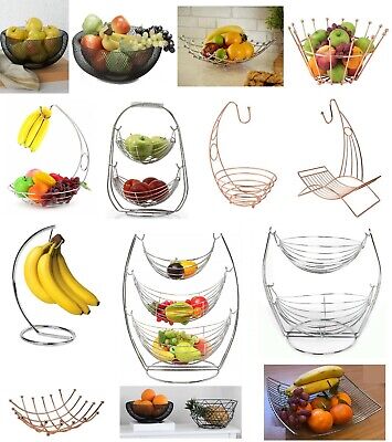 3 Tier Banana Hanger Fruit Basket with Chrome Hook Essential Kitchen Dining Table Fruit Rack Shelf 