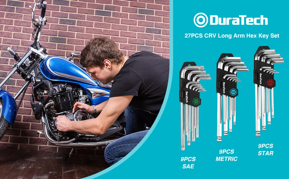 DuraTech 27PC Allen Wrench Set Long Arm SAE Metric Torx Star Ball End Hex Key - Image 4 of 4