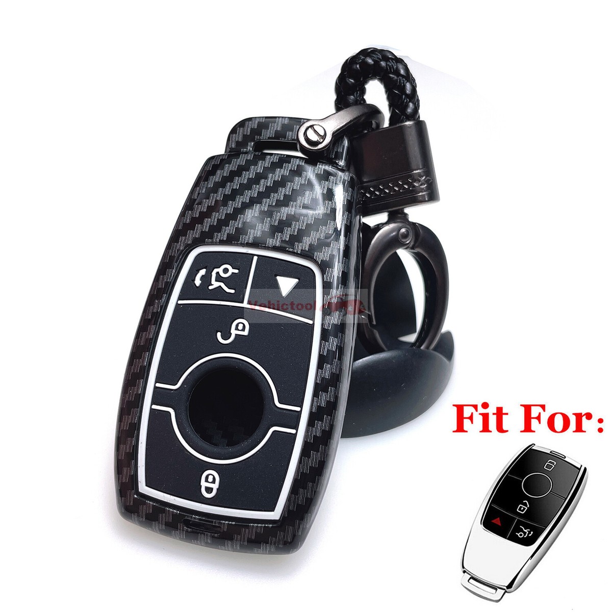 Fit Mercedes Benz GLB GLC GLE 4 Button ABS Carbon Fiber Key