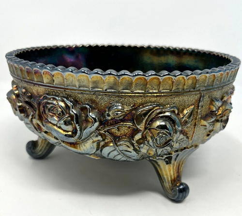 RARE Imperial Lustre Rose Ferner / Silvery Finish Over Violet Blue Base 7.5