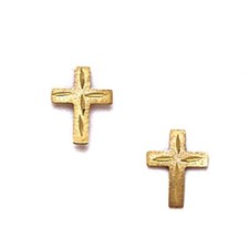 14K Solid Yellow Gold 6x8MM Cross Stud Earrings Push Back ER-ST36