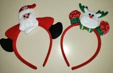 2 NEW NWT CHRISTMAS HEADBANDS BOYS GIRLS REINDEER SANTA one size fits most FUN 