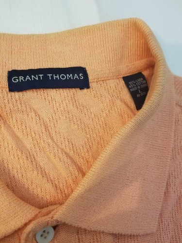 Grant Thomas Men's Orange Short Sleeve Cotton Polo Shirt Size L - Picture 3 of 6