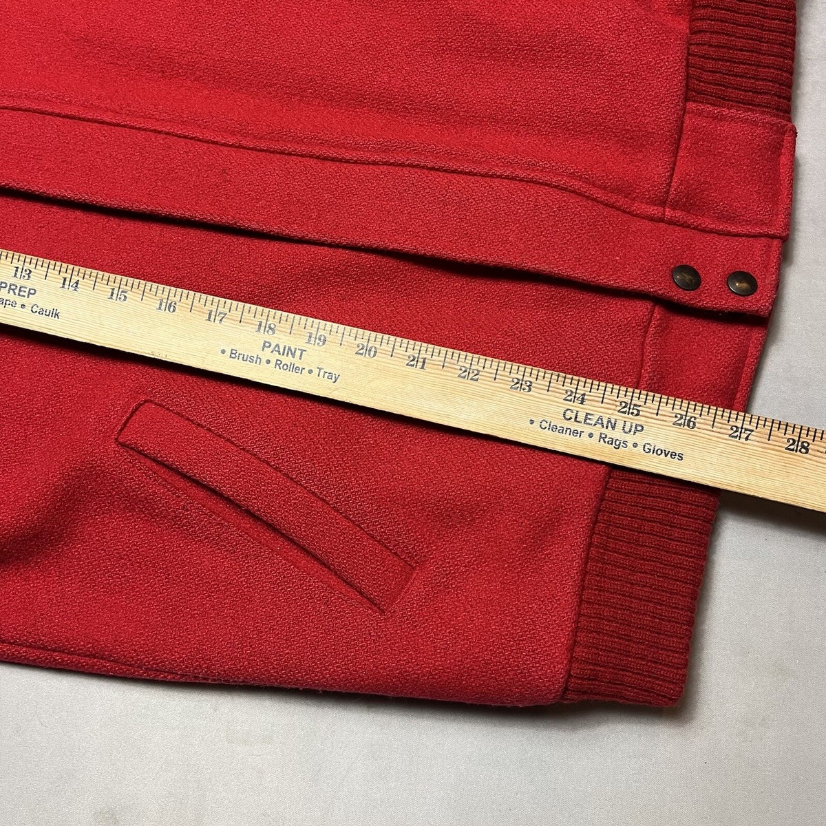 Vintage Eddie Bauer Red Wool Coat Bomber Duffle Jacket Elbow Patch