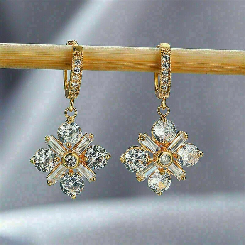2.50Ct Round Cut VVS1/D Diamond Drop & Dangle Earrings 14k Yellow Gold Plated - Image 4 of 4