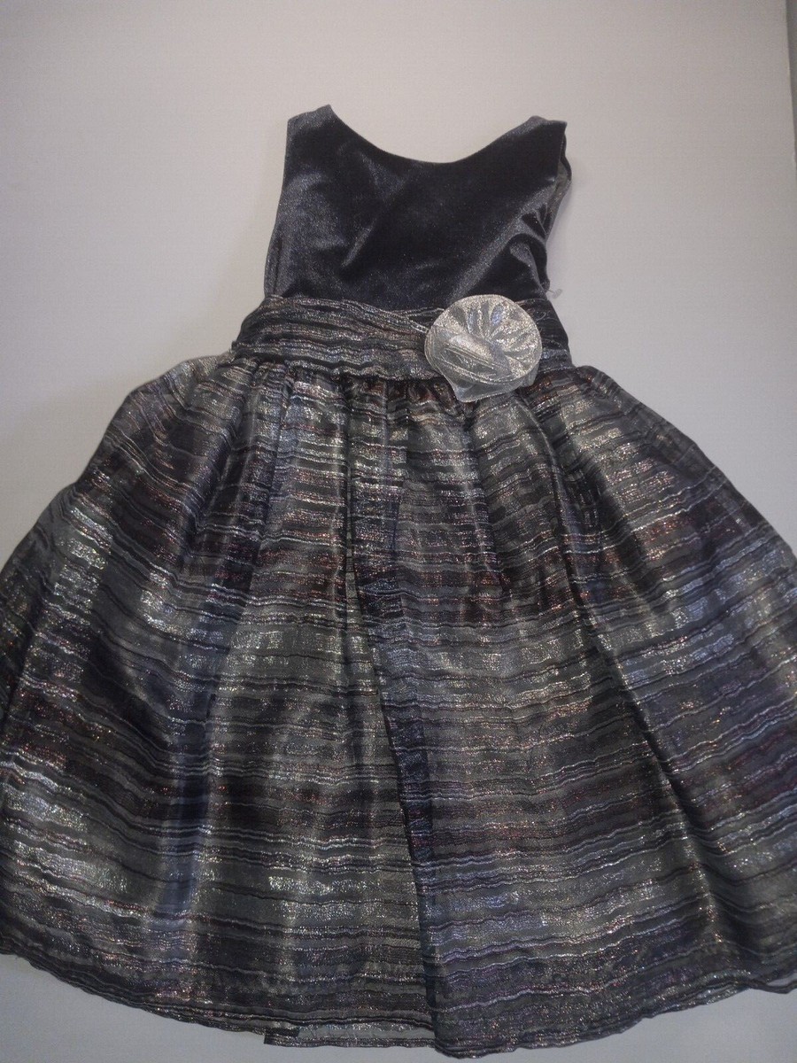 grey easter dress EASTER Dresses! Girl Clothes Gray and Silver Dress with Flower Belt Size 6x