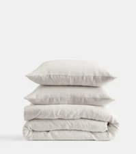 NWOT QUINCE EUROPEAN LINEN FULL QUEEN DUVET COVER SET SAND 100% FLAX LINEN