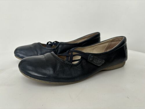 JOSEF SEIBEL Blue Leather Mary Janes Ballet Comfort Flat Shoe Pumps UK ...