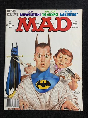 1992 MAD Magazine #314 VG/FN 5.0 Alfred E Neuman / Batman / Basic Instinct