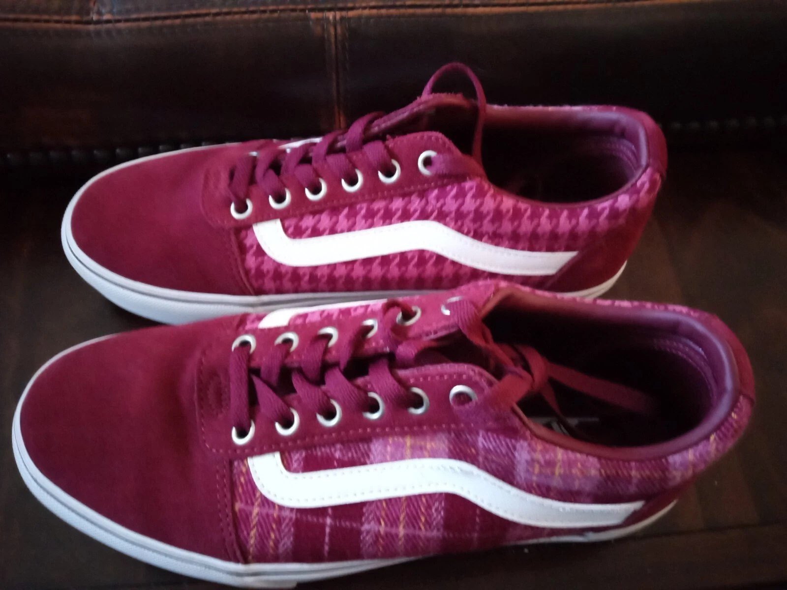 Sneakers basse Vans donna 721356 rosse Ward plateau plaid mix port taglia 9