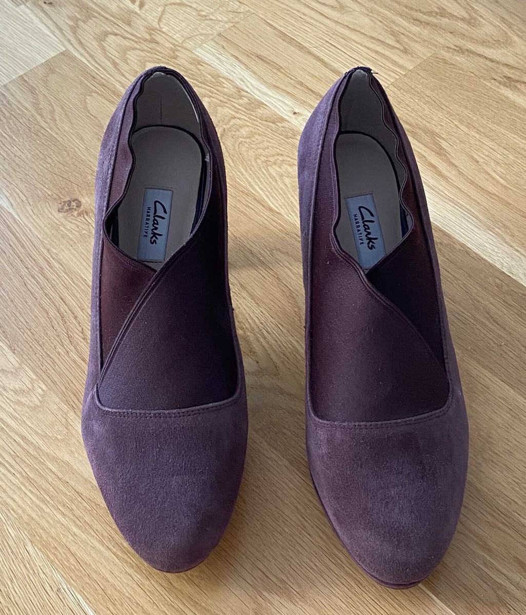 Clarks Kendra Mix Aubergine Suede High Cut Court Shoes Boots Uk