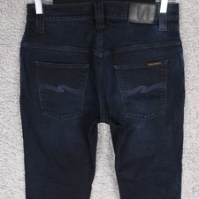 NUDIE JEANS MEN'S W30 L34 THIN FINN BOSSA SUZUKA 13 SLIM BLUE STRETCH DENIM