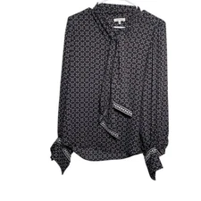 Max Studio Blouse Women's Small Button Up Tie Collared Long Sleeve Shirt Top