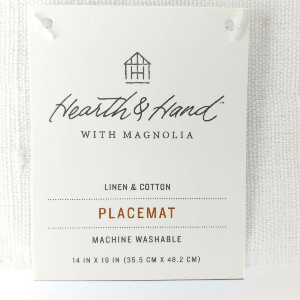 White & Coral Linen/Cotton Farmhouse Dining Placemat - Hearth and Hand Magnolia - Image 3 of 4