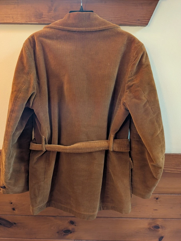 Винтажный Sears положить на магазин мужской 35 желтовато-коричневый вельвет подпоясанный шерпа с подкладкой пальто 70-х - Изображение 2 из 4