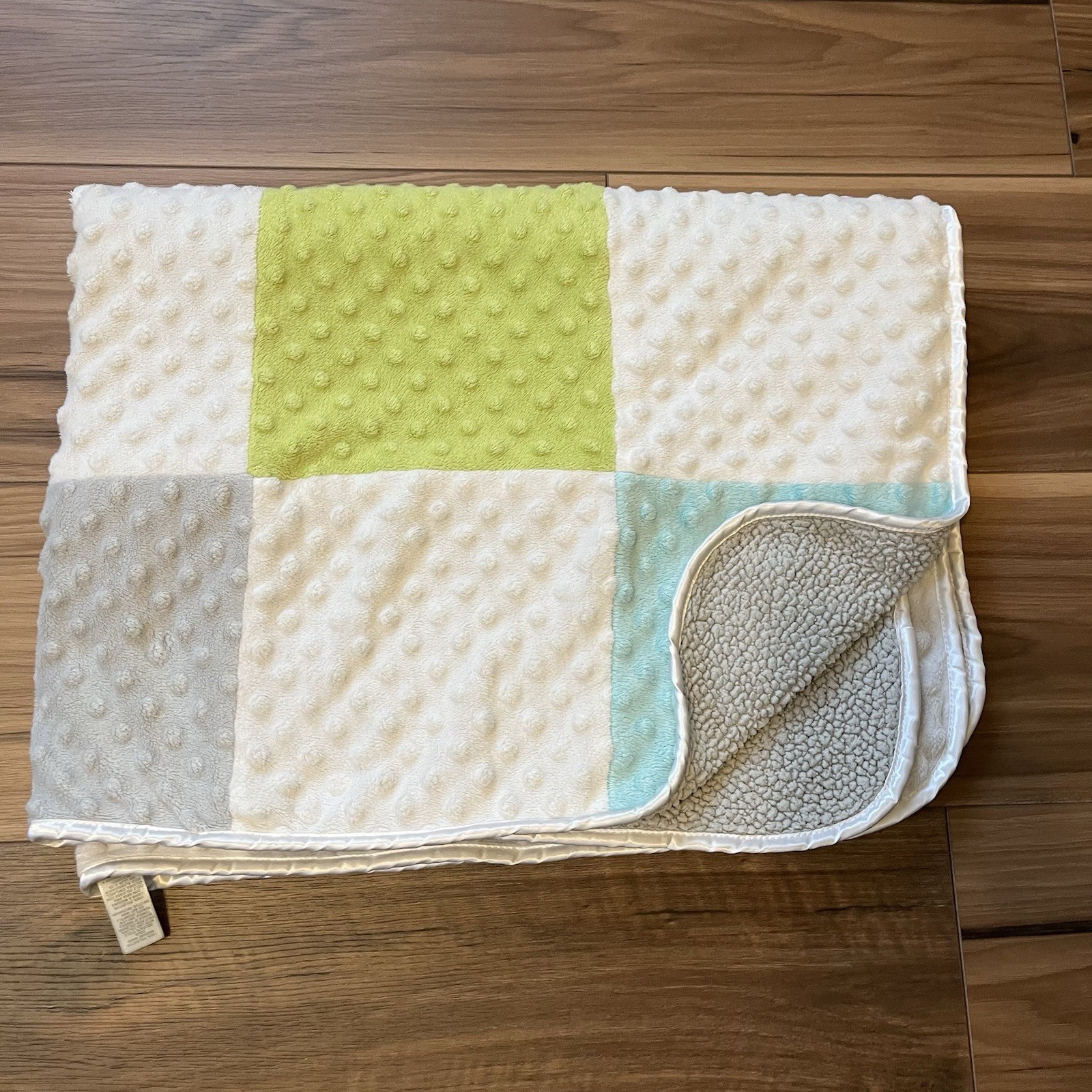 Cloud Island Patchwork Squares Minky Dot Baby Blanket