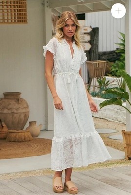 Jaase Eve Maxi Dress in Aspen White Size XS Extra Small Summer Boho Photoshoot